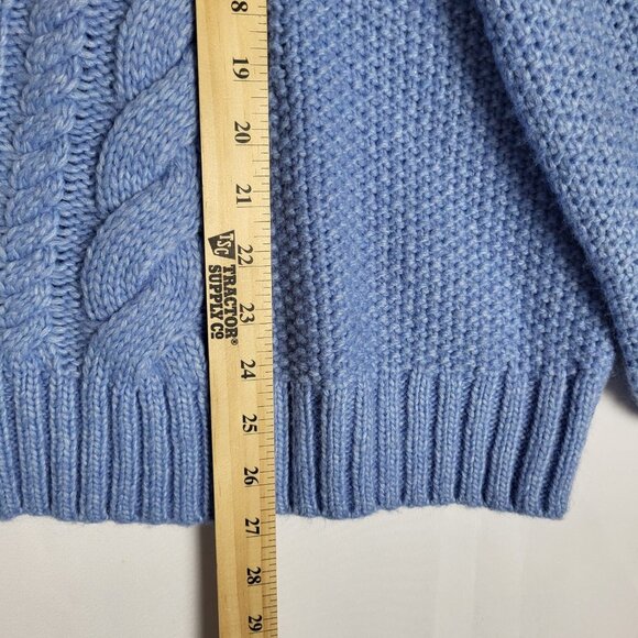 Talbots Wool Blend Sweater Women's 3X Petite Blue Cable Knit Balloon Sleeves New - Picture 6 of 8